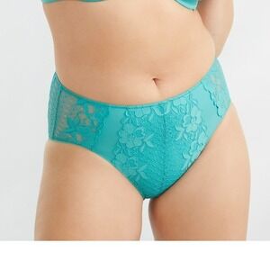 Bare necessities nwt teal green burgundy red L floral lace brief bundle set